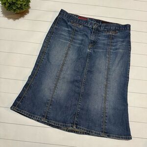 Long Modest Denim Jean Pencil Skirt Medium‎ Wash Women’s Size Small